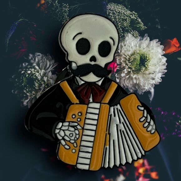 Día de Los Muertos (Day of the Dead) Skull Punk Brooches - Festive Band Series - Picture 3 of 5